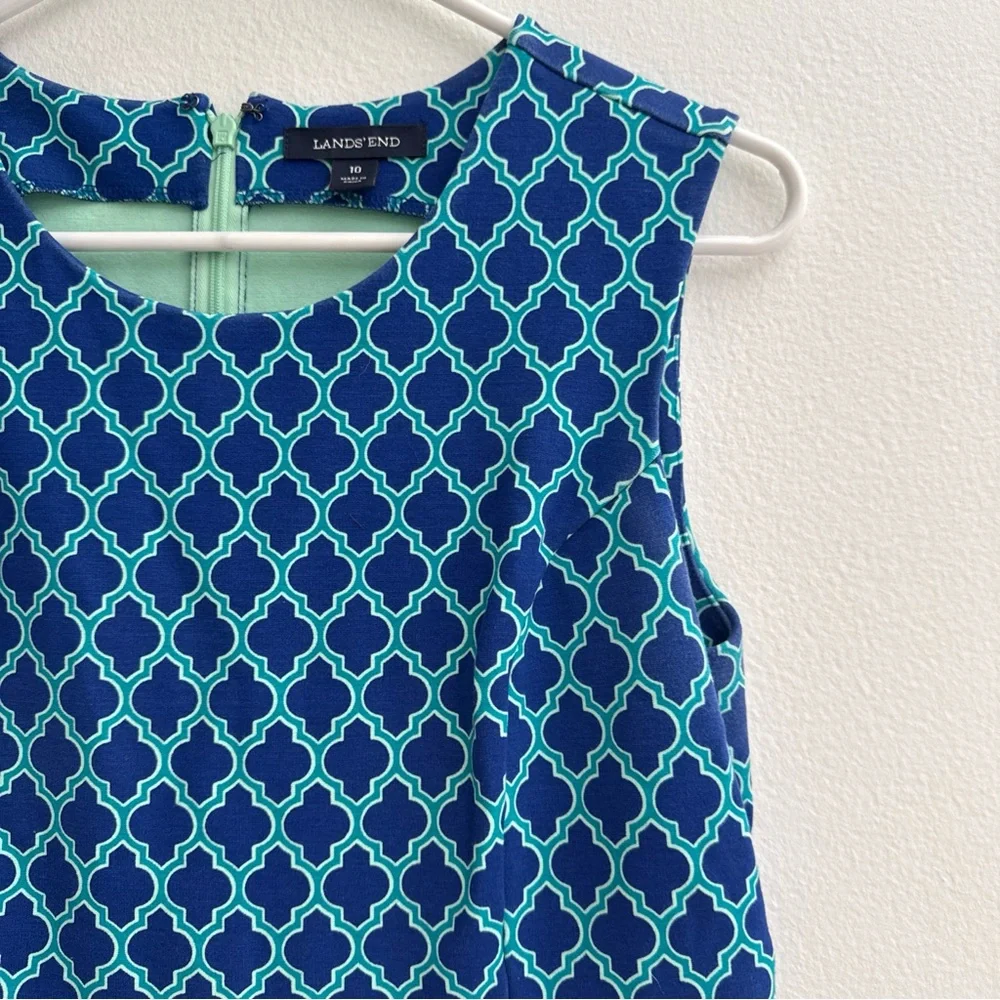 Lands' End Blue and Green Geometric Midi Dress - Picture 3 of 11